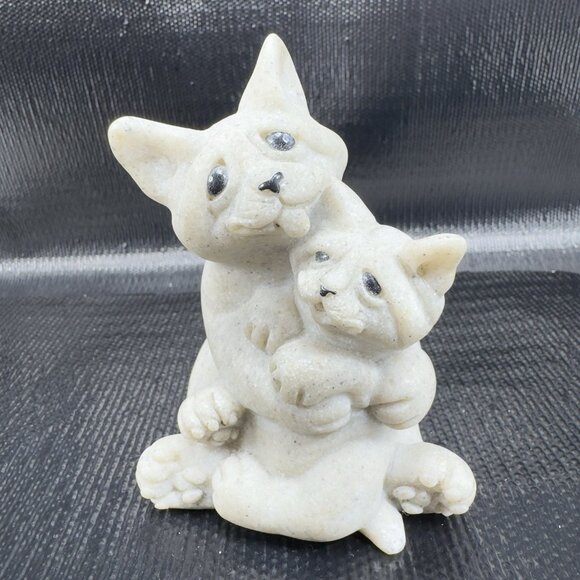 Vintage Quarry Critters Celine And Cleo Cat Figurine 2001 Second Nature Design - Picture 7 of 8